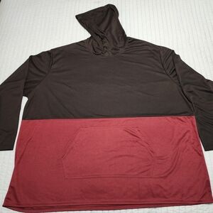 Real Essentials Black & Maroon Men's Athletic Longsleeve Pullover Hoodie Sz 5XL